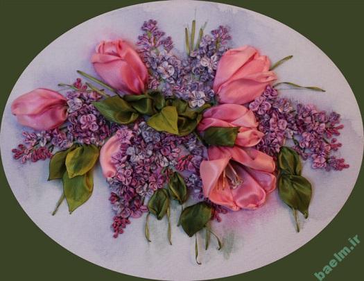 ايده | آموزش درست كردن گل لاله با روبان به صورت تصويري و قدم به قدم