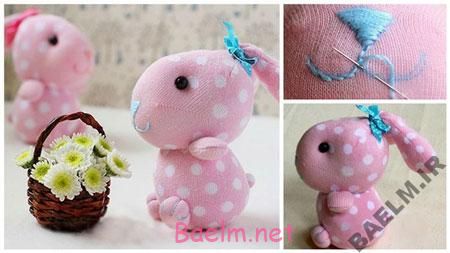 هنر خانه داری | مراحل آموزش ساخت خرگوش با جوراب(تصویری)