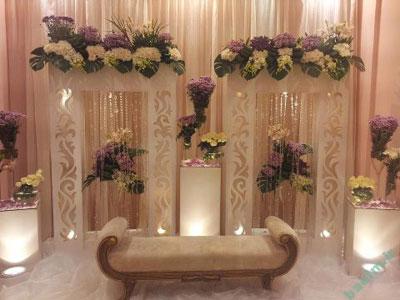 تزئینات عقد و عروسی | دیزاین تالار و جایگاه عروس و داماد 355
