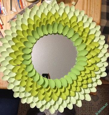 هنر بازيافت | درست كردن قاب آيينه با قاشق يكبار مصرف