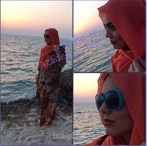 عکس های زیبا آزاده زارعی در ساحل زیبای کیش  