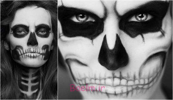halloween scary face paint idea women skull black white halloween face painting idea women skull black white