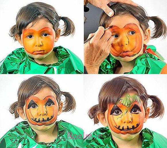 halloween makeup kids girl cute little pimpkin costume