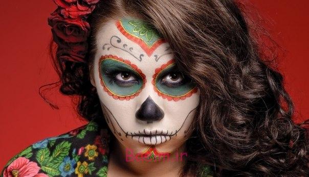 halloween makeup sugar skull women green red rose painting halloween sugar skull women green red rose painting