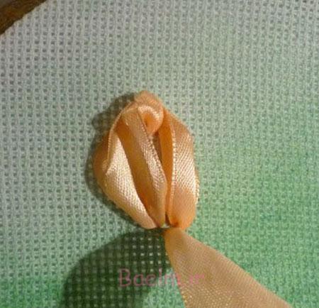 دوخت گل روبانی, دوخت گل روبانی لاله آموزش تصویری درست کردن گل رز با نوار ساتن