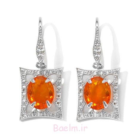 عکسهای شیک | مدل های جدید از گوشواره زنانه با عقیق نارنجی (میخی و آویزان)