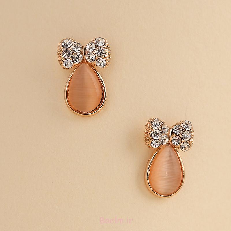 عکسهای شیک | مدل های جدید از گوشواره زنانه با عقیق نارنجی (میخی و آویزان) 3 مجموعه گوشواره عقیق نارنجی (5)
