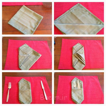 تزیین دستمال سفره,آموزش تصویری تزیین دستمال سفره