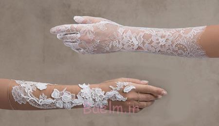 دستکش عروس،دستکش بدون انگشت عروس دستکش با گیپور عروس, دستکش ست لباس عروس
