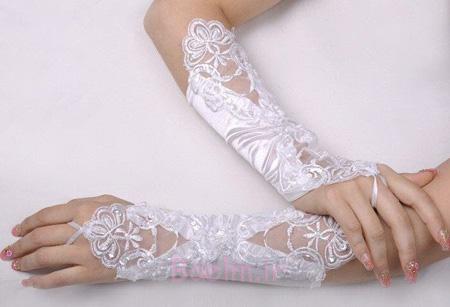 دستکش بدون انگشت عروس،دستکش با گیپور عروس مدل دستکش عروس,دستکش عروس