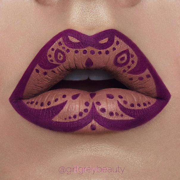 مدل های بسیار جالب ، فانتزی و عجیب آرایش لب lip-art-make-up-andrea-reed-girl-grey-beauty-38__605